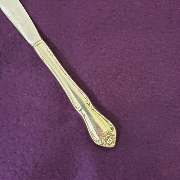 2 Rogers Oneida Stainless Flatware Arbor Rose True Rose Dinner Knives - Picture 2 of 4